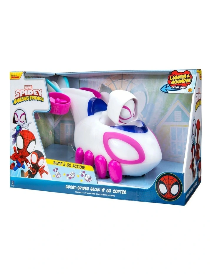 Hot Sale π― Spidey And His Amazing Friends Ghost-Spider Glow N Go Copter Feature Vehicle β€οΈ