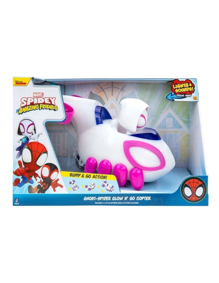 Hot Sale π― Spidey And His Amazing Friends Ghost-Spider Glow N Go Copter Feature Vehicle β€οΈ - Image 3