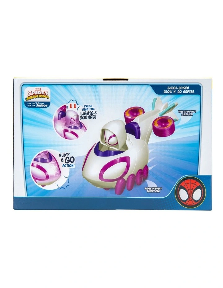 Hot Sale π― Spidey And His Amazing Friends Ghost-Spider Glow N Go Copter Feature Vehicle β€οΈ - Image 4